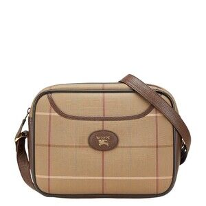 Burberry check shoulder bag Khaki Green brown canvas leather
